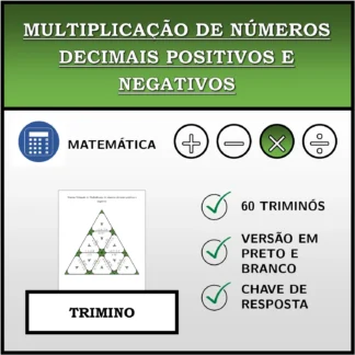 Trimino: Multiplicação de números decimais positivos e negativos