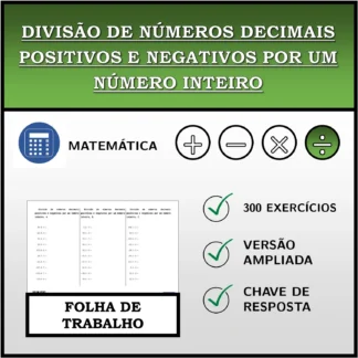 Folha de trabalho: Divisão de números decimais positivos e negativos por um número inteiro