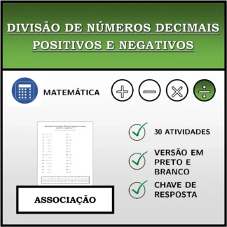 Exercício de associação: Divisão de números decimais positivos e negativos