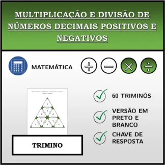 Trimino: Multiplicação e divisão de números decimais positivos e negativos