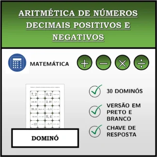 Dominó: Aritmética de números decimais positivos e negativos