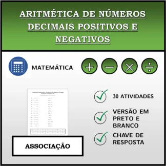 Exercício de associação: Aritmética de números decimais positivos e negativos
