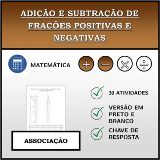 Exercício de associação: Adição e subtração de frações positivas e negativas