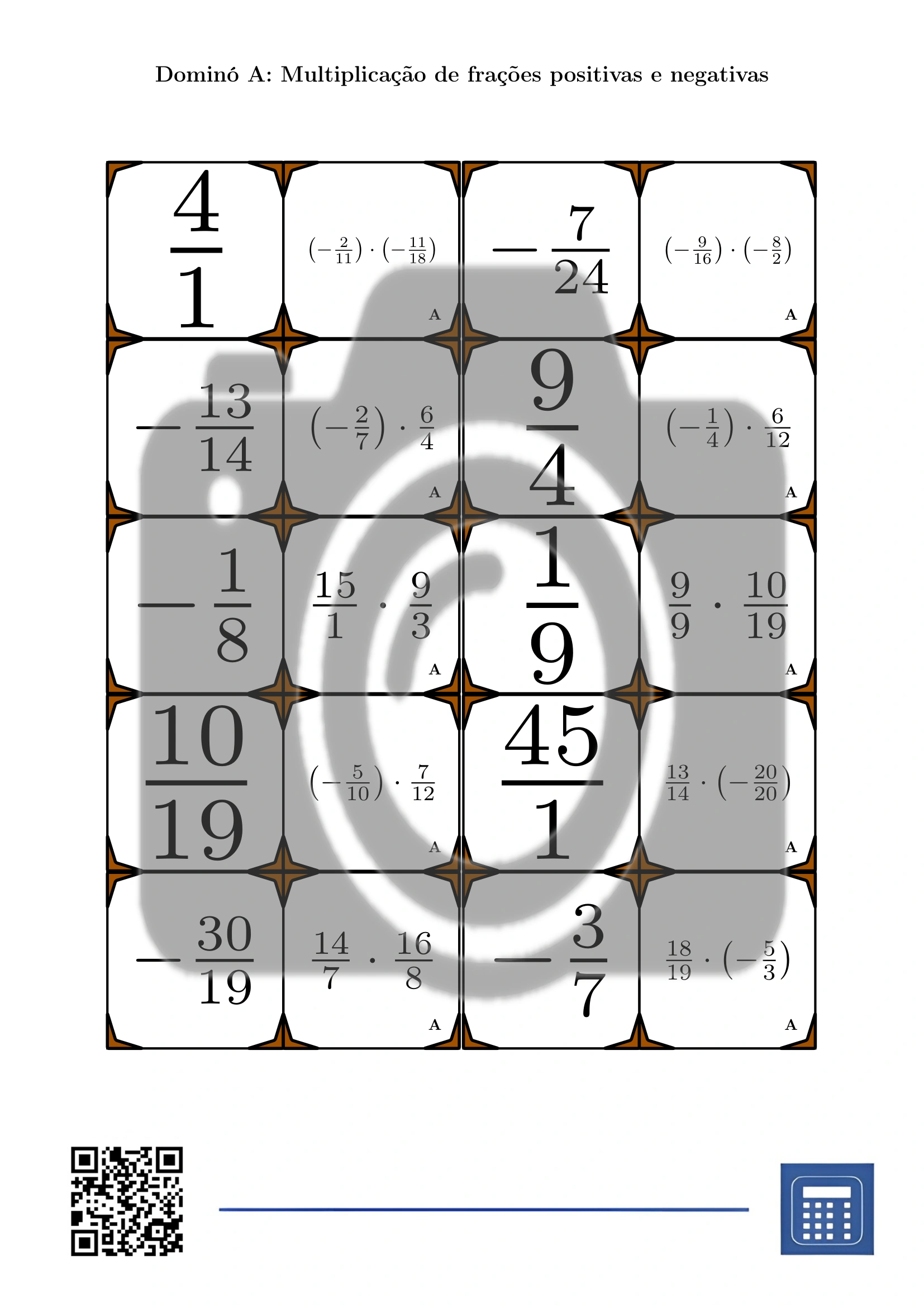 Dominó: Multiplicação de frações positivas e negativas - Image 2