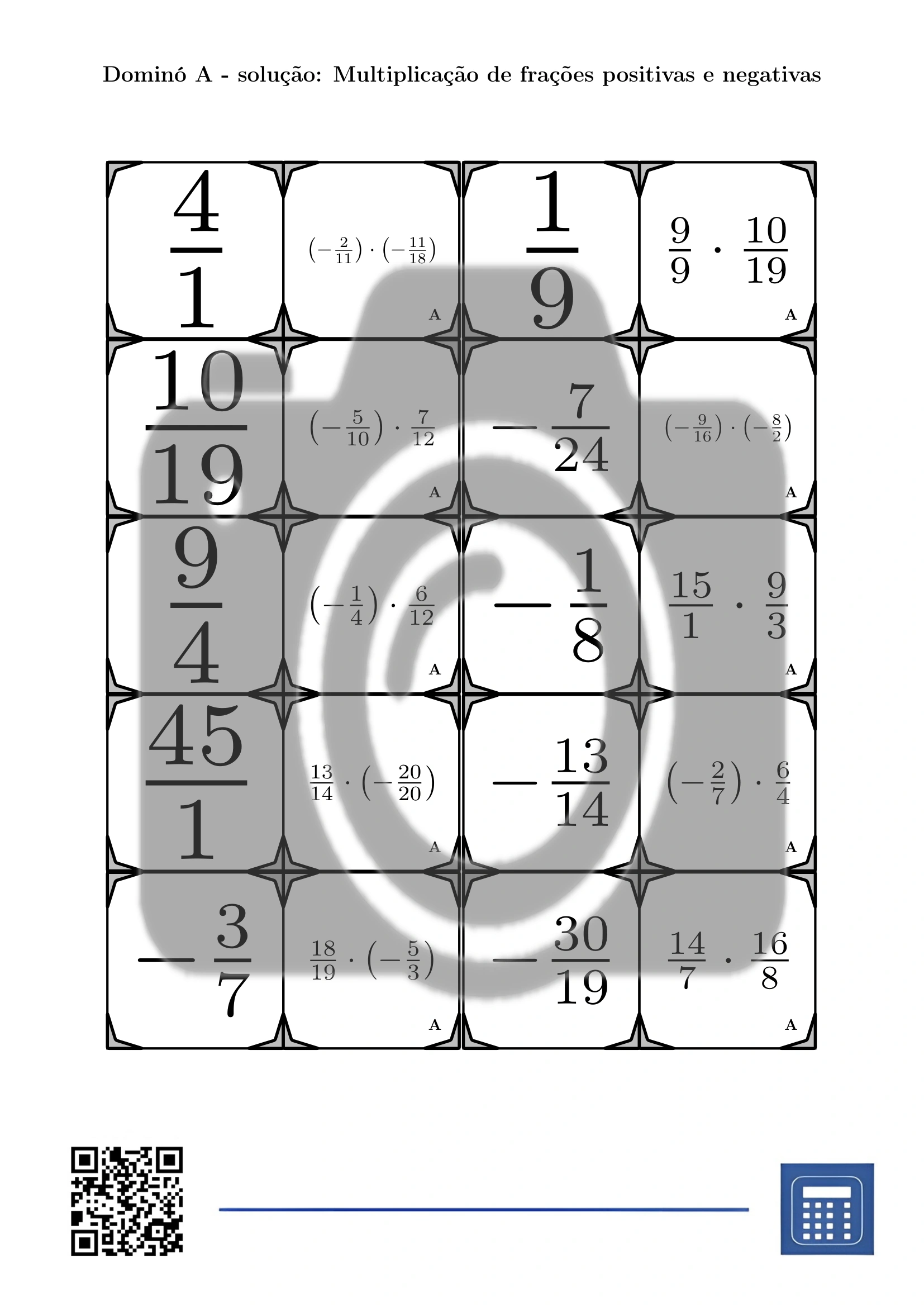 Dominó: Multiplicação de frações positivas e negativas - Image 4