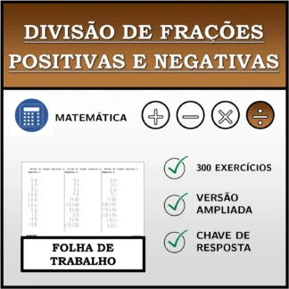Folha de trabalho: Divisão de frações positivas e negativas