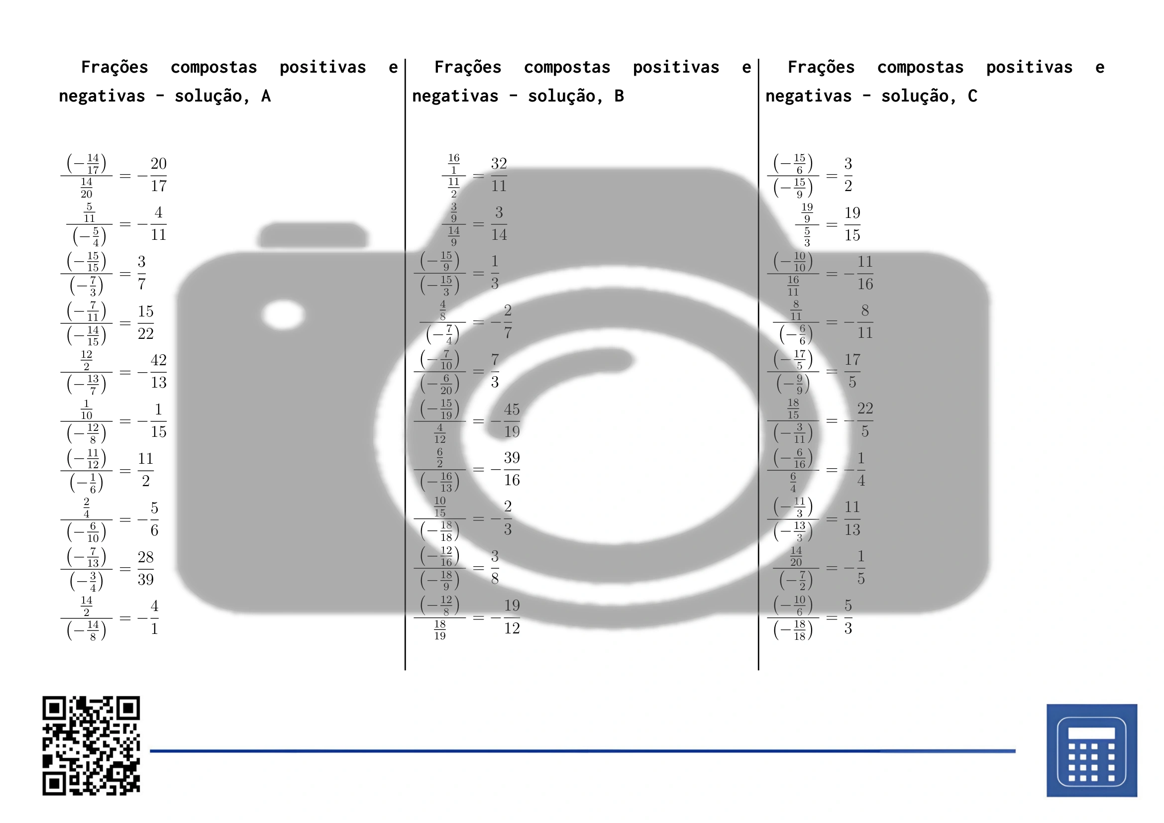 Folha de trabalho: Frações compostas positivas e negativas - Image 4