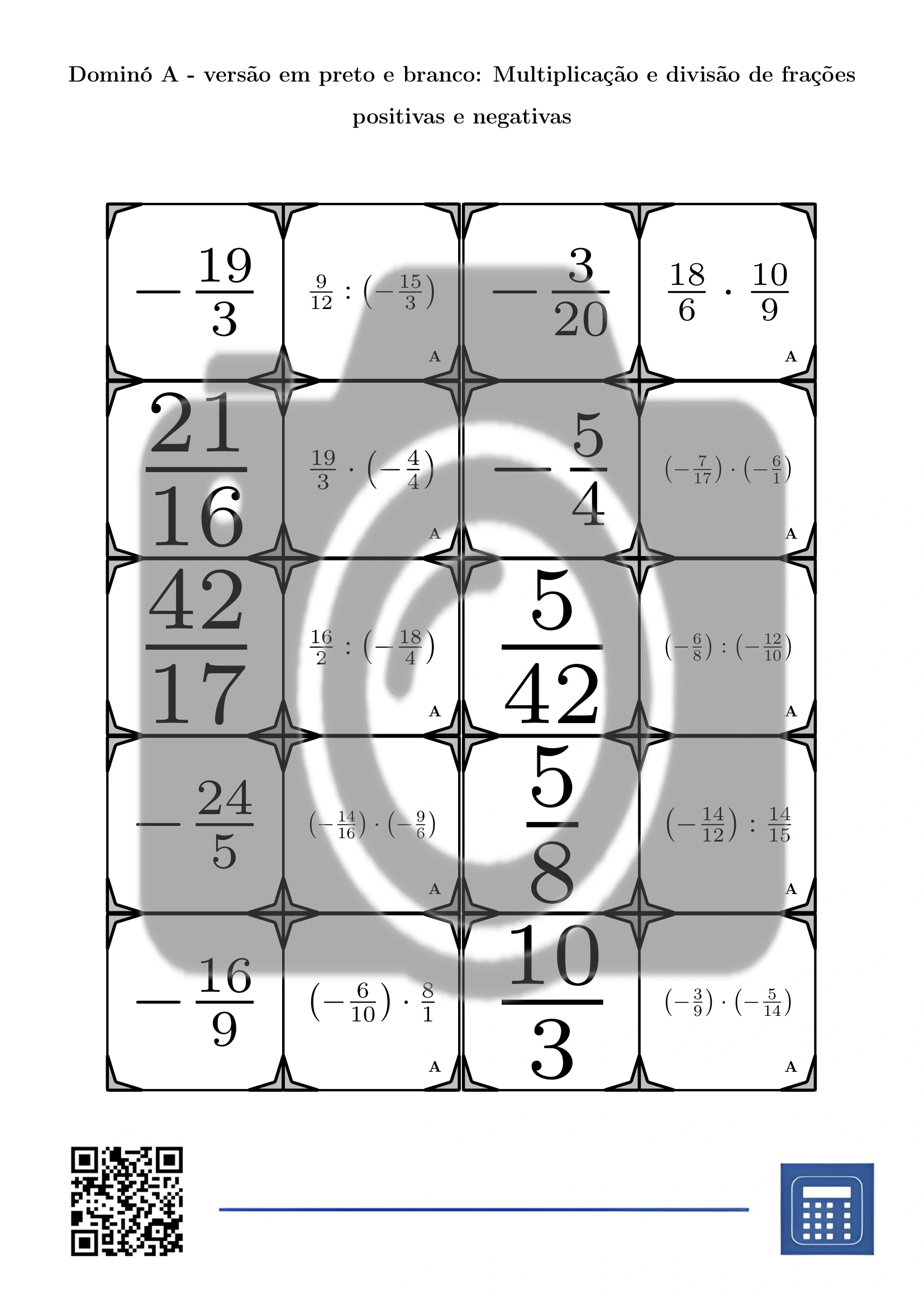 Dominó: Multiplicação e divisão de frações positivas e negativas - Image 3