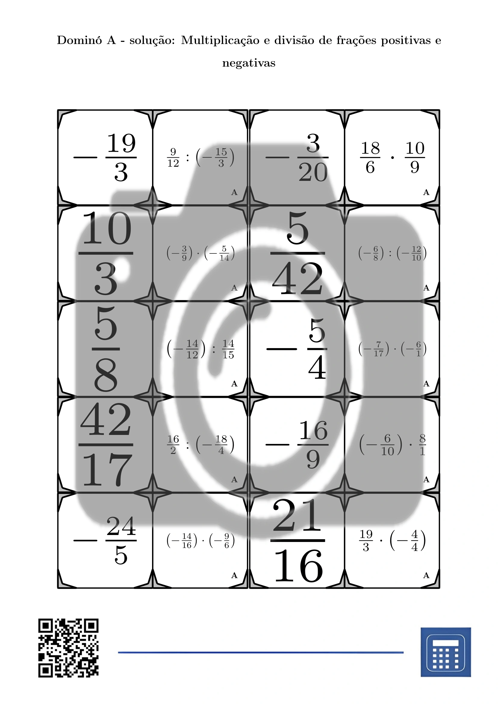 Dominó: Multiplicação e divisão de frações positivas e negativas - Image 4