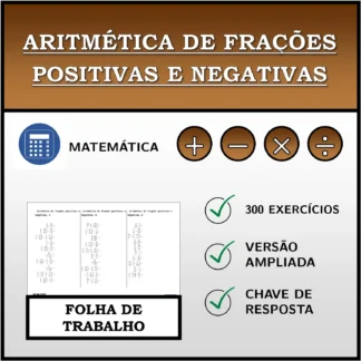Folha de trabalho: Aritmética de frações positivas e negativas