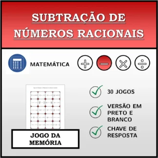 Jogo da memória: Subtração de números racionais