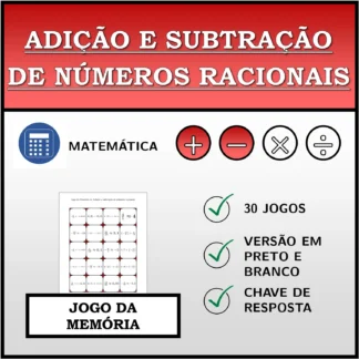 Jogo da memória: Adição e subtração de números racionais