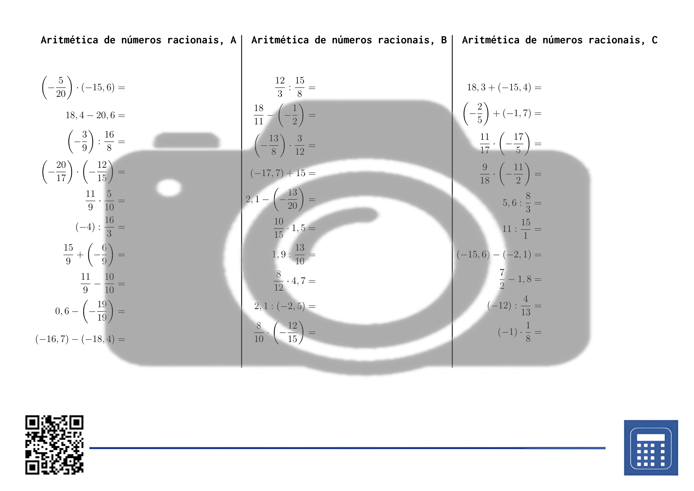 Folha de trabalho: Aritmética de números racionais - Image 2