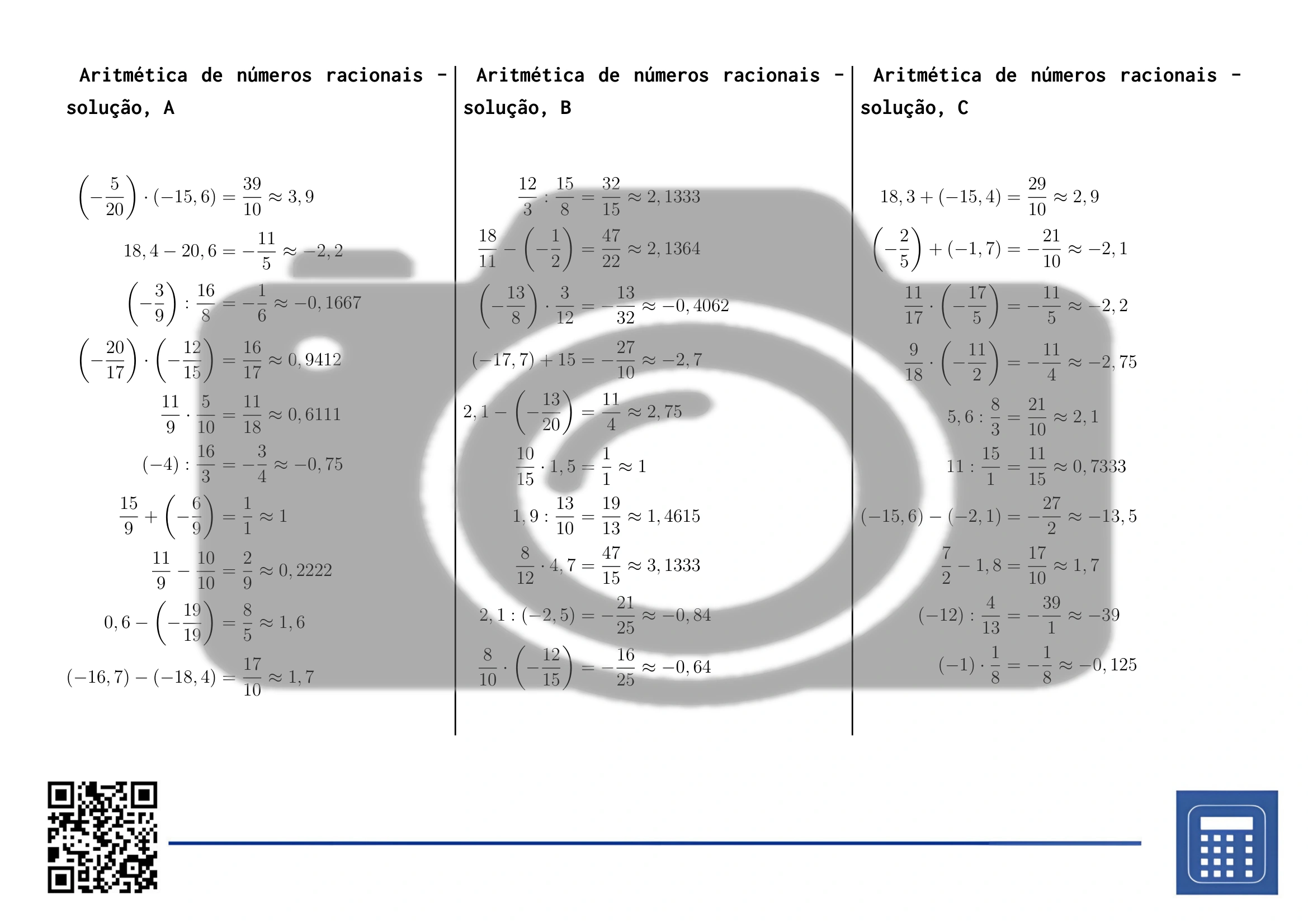 Folha de trabalho: Aritmética de números racionais - Image 4
