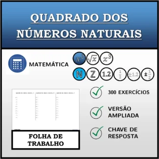 Folha de trabalho: Quadrado dos números naturais