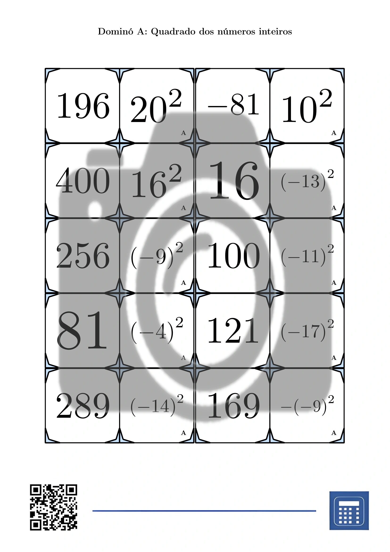 Dominó: Quadrado dos números inteiros - Image 2