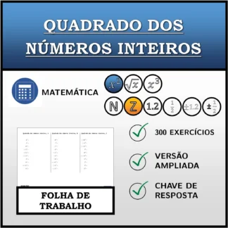 Folha de trabalho: Quadrado dos números inteiros