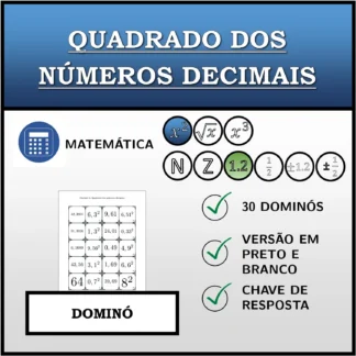 Dominó: Quadrado dos números decimais
