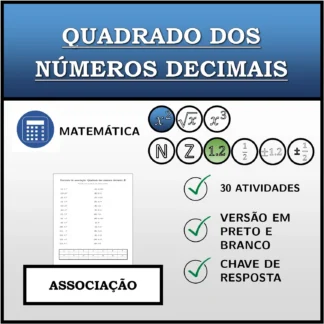 Exercício de associação: Quadrado dos números decimais
