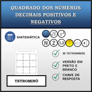 Tetromino: Quadrado dos números decimais positivos e negativos