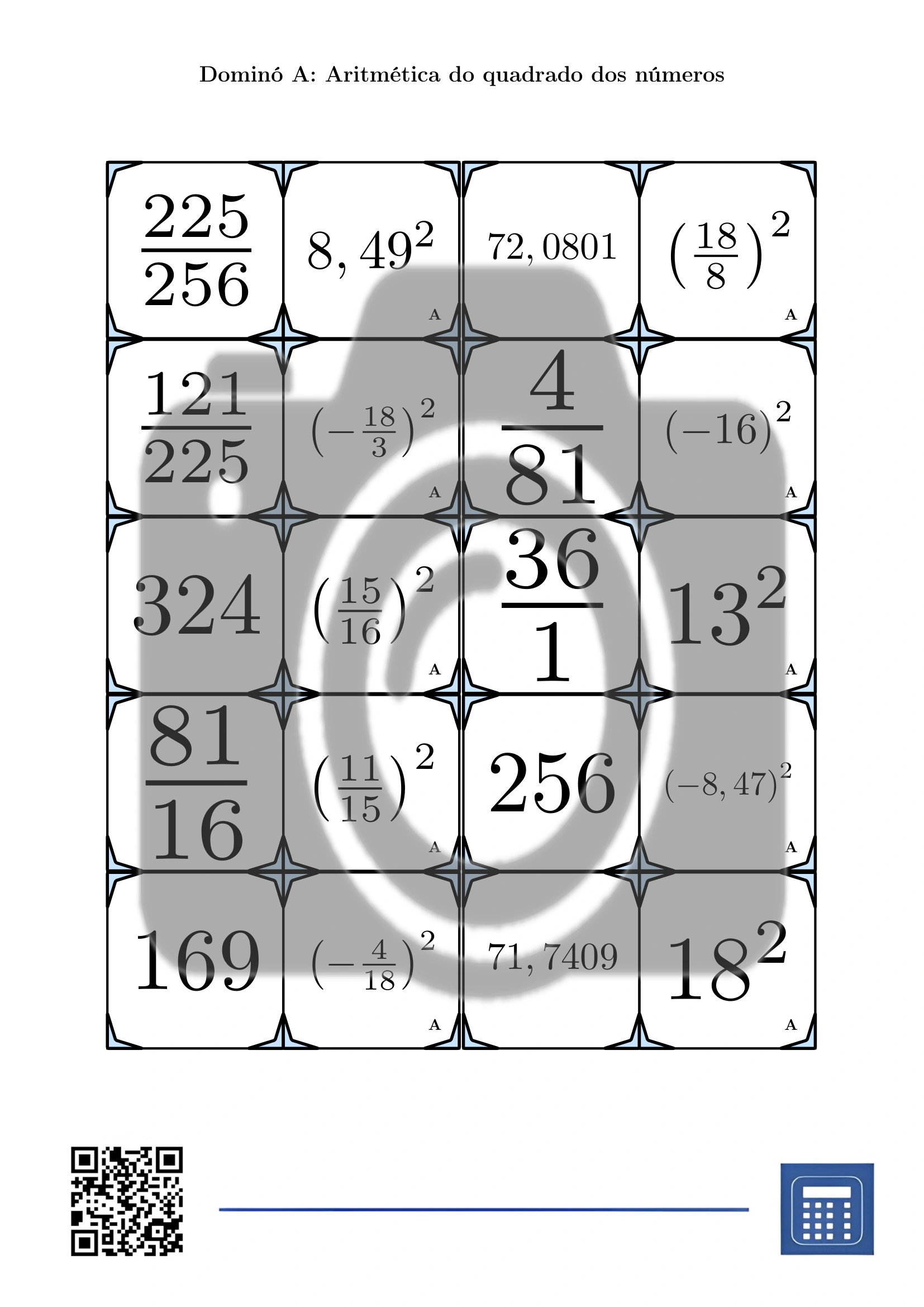 Dominó: Aritmética do quadrado dos números - Image 2