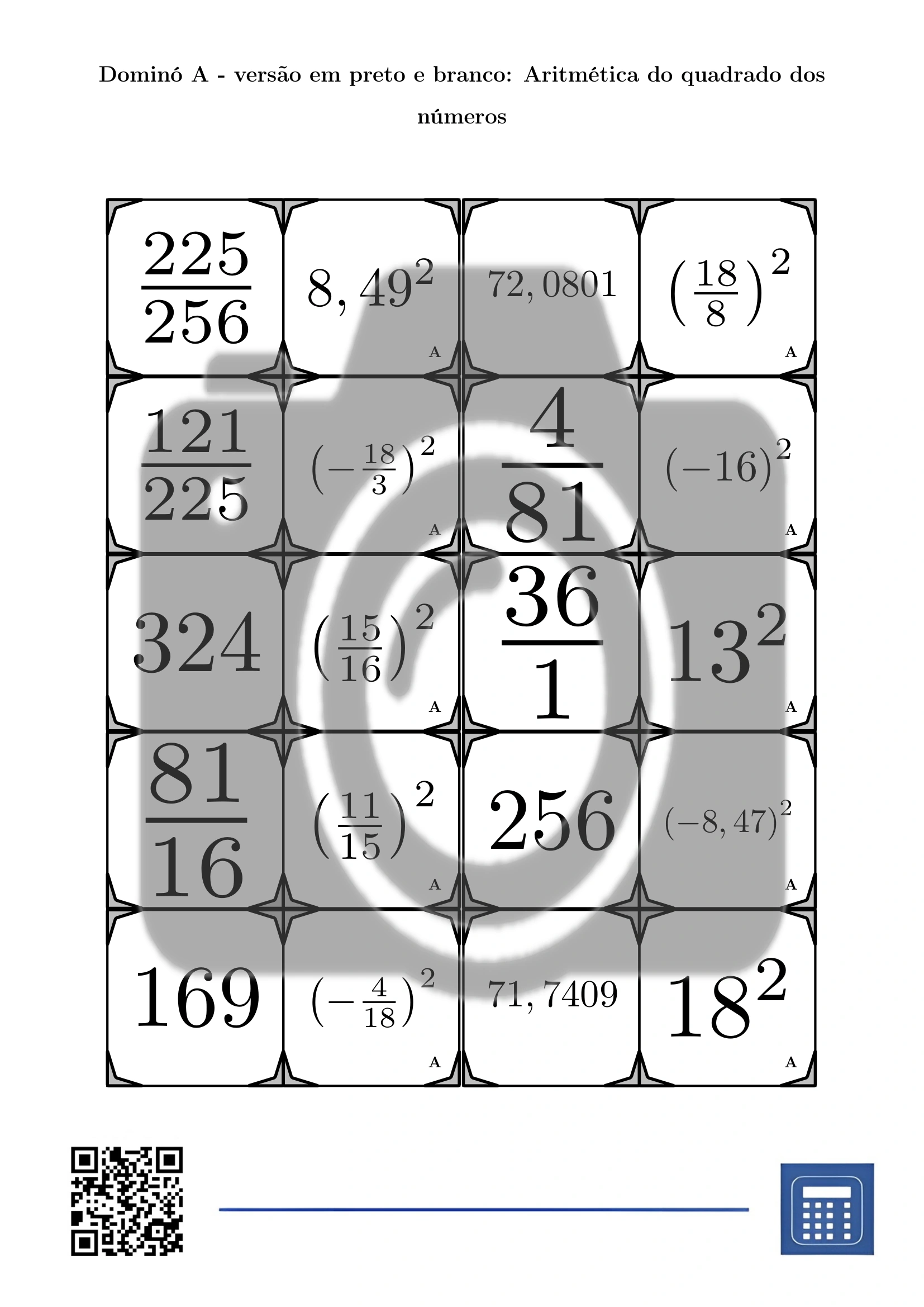 Dominó: Aritmética do quadrado dos números - Image 3