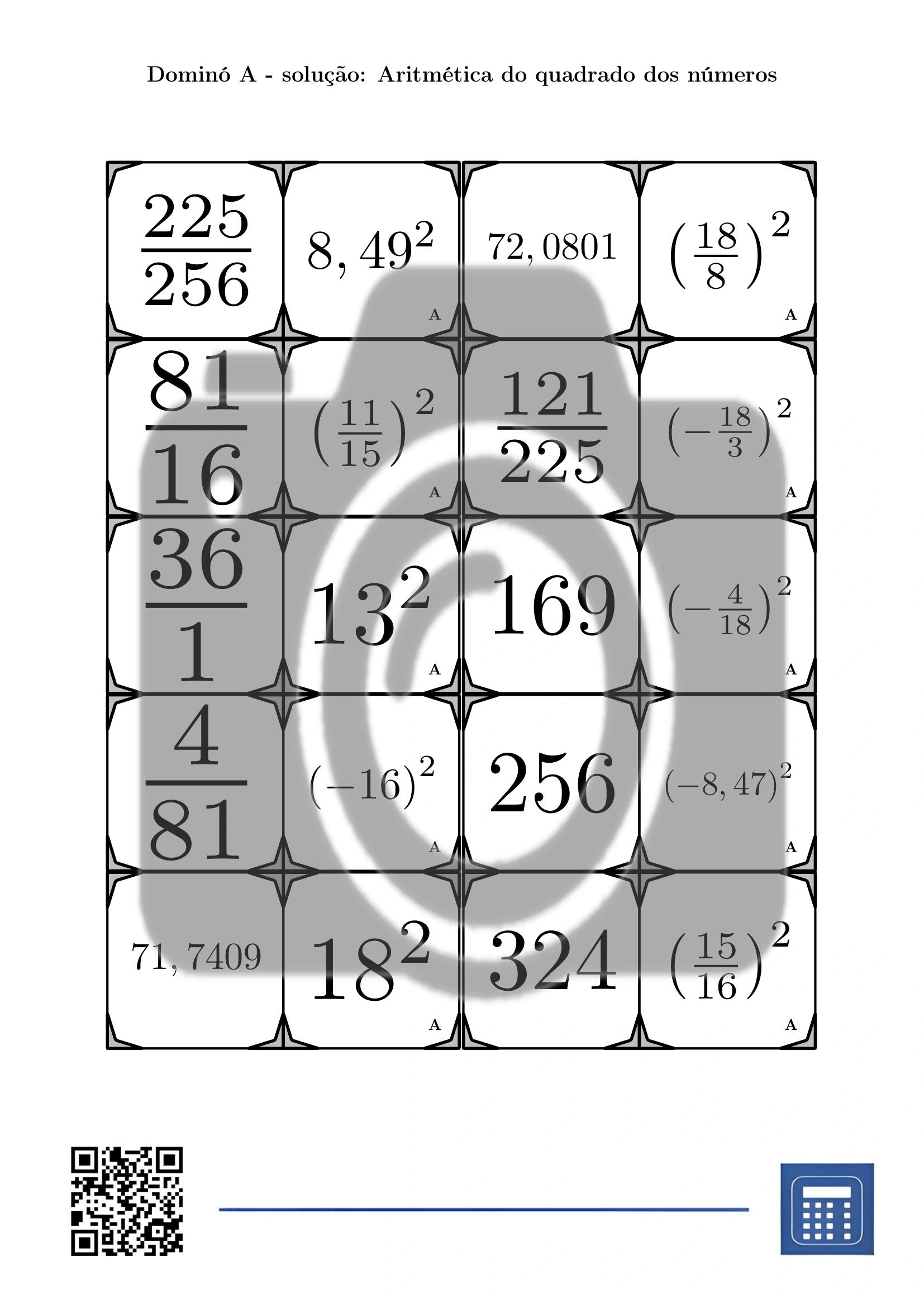 Dominó: Aritmética do quadrado dos números - Image 4