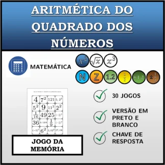 Jogo da memória: Aritmética do quadrado dos números