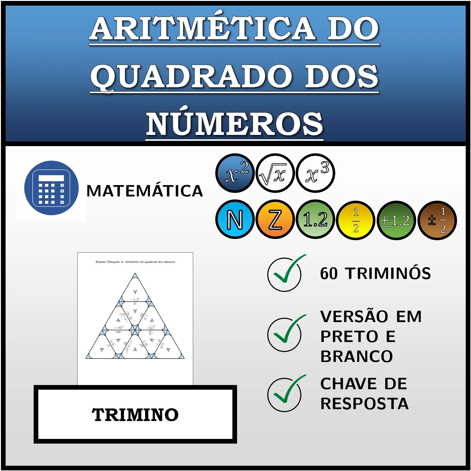 Trimino: Aritmética do quadrado dos números