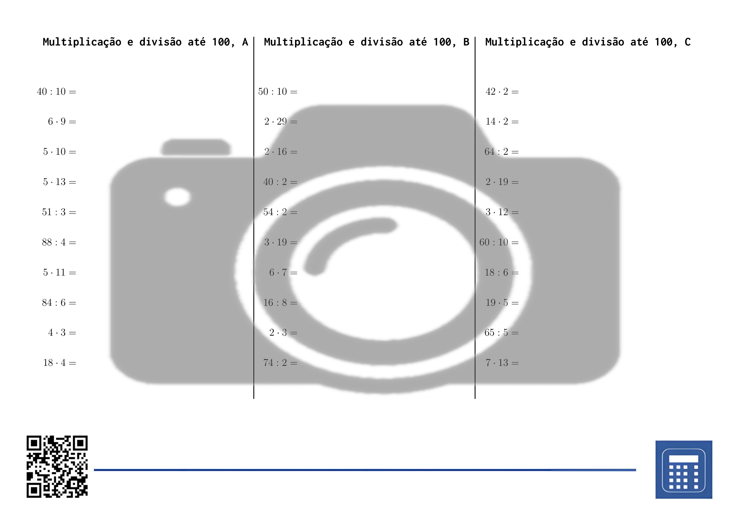 Folha de trabalho: Multiplicação e divisão até 100 - Image 2