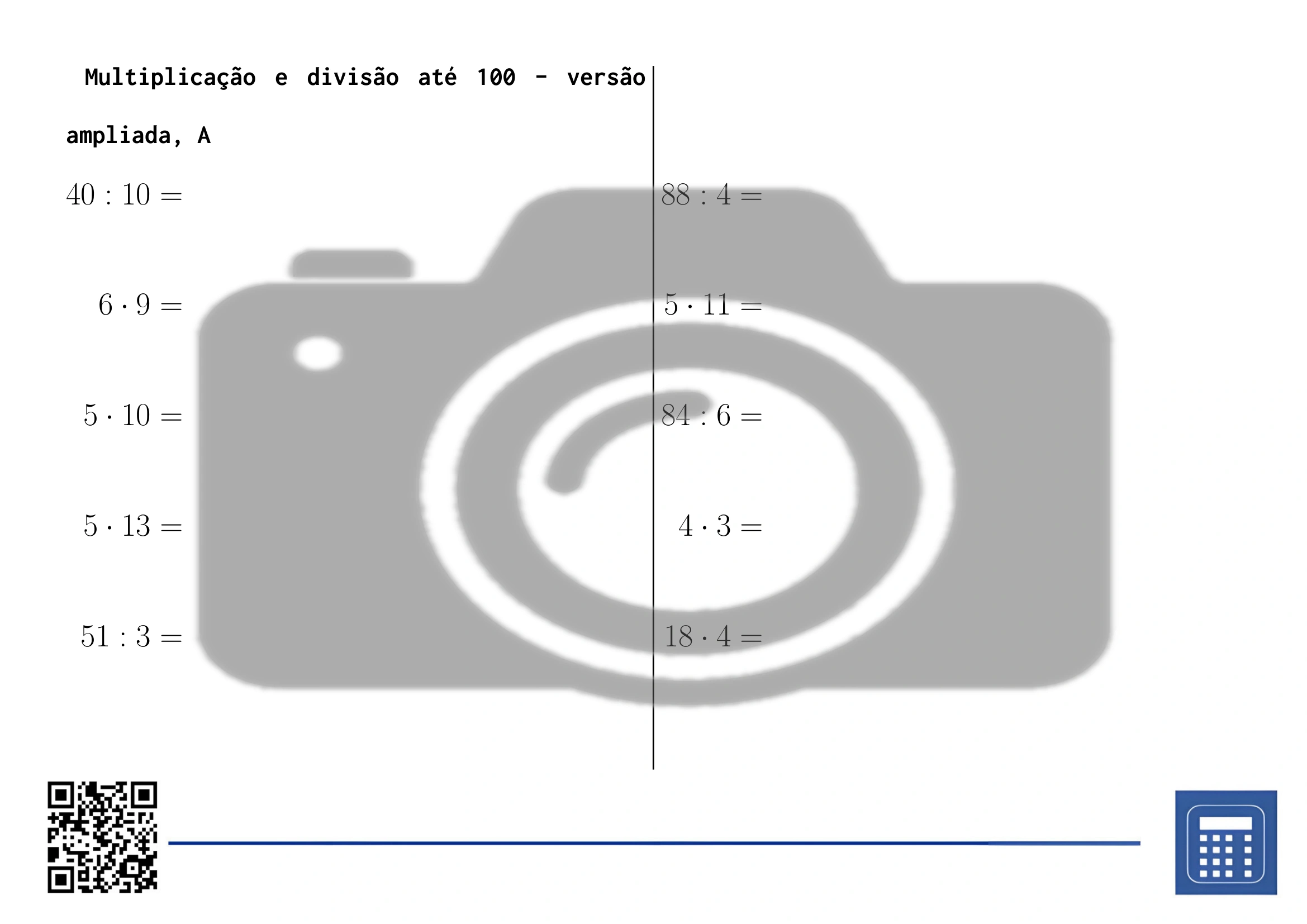 Folha de trabalho: Multiplicação e divisão até 100 - Image 3