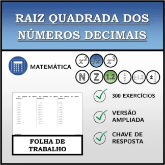 Folha de trabalho: Raiz quadrada dos números decimais