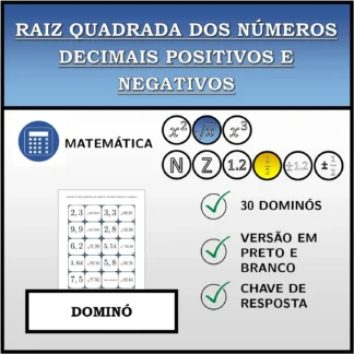 Dominó: Raiz quadrada dos números decimais positivos e negativos