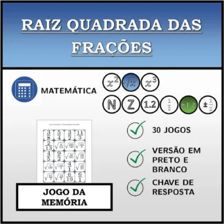 Jogo da memória: Raiz quadrada das frações