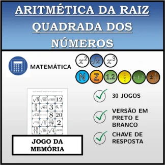 Jogo da memória: Aritmética da raiz quadrada dos números