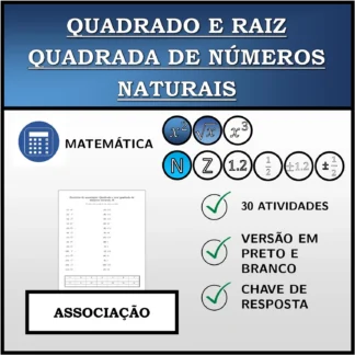 Exercício de associação: Quadrado e raiz quadrada de números naturais