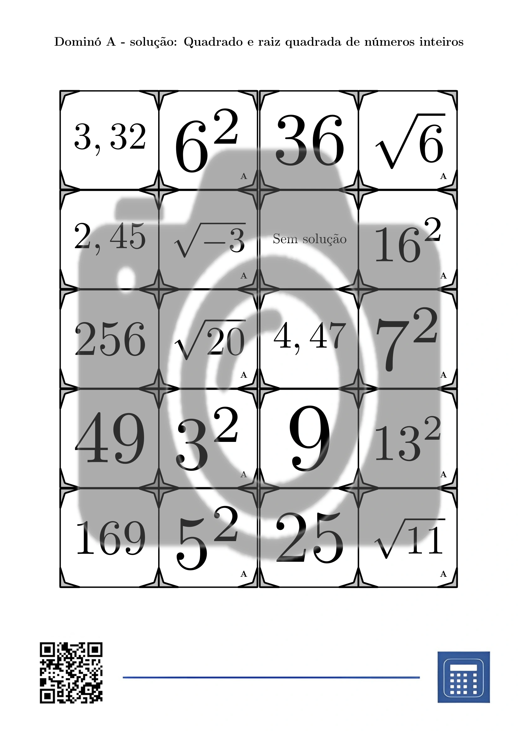 Dominó: Quadrado e raiz quadrada de números inteiros - Image 4